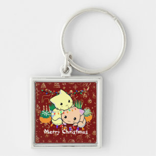 Chaveiro gato de natal fofo, personalize o texto personaliz