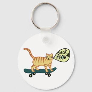 Chaveiro Gato de Skateboarding Engraçado MEOWT