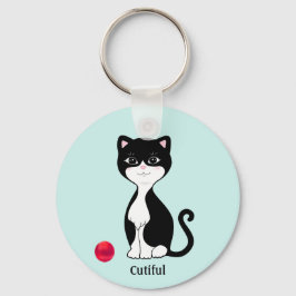 Chaveiro Gato de Tuxedo Fofo em Azul Claro