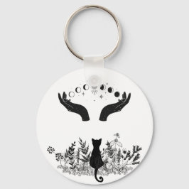 Chaveiro Gato de Vintage Celestial Moon Phases