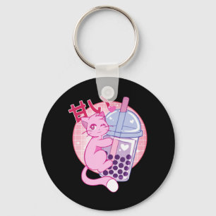 Chaveiro Gato Divertido Boba Tea Bubble Tea Anime Kawaii Gi