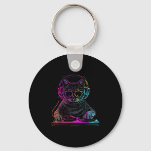 Chaveiro Gato Dj Edm Techno House Música Gato Engraçado Ama