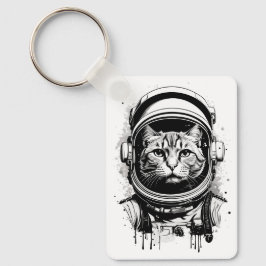 Chaveiro Gato do Astronauta Negro e Branco