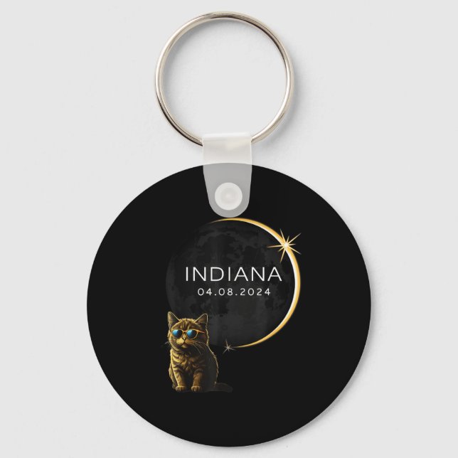 Chaveiro Gato do Eclipse Solar Total de Indiana (Frente)