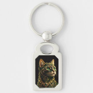 Chaveiro Gato Dourado Olhos Verdes Arte Elegante