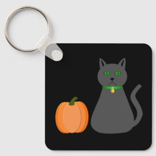 Chaveiro Gato e Abóbora de Halloween Bonitos Personalizados