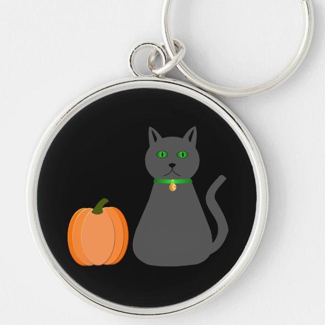 Chaveiro Gato e Abóbora do Halloween (Frente)