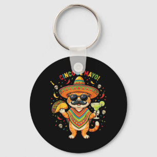 Chaveiro Gato engraçado Cinco De Mayo Taco Margarita Sombre