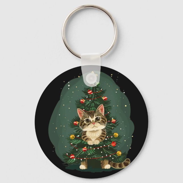 Chaveiro Gato Engraçado Em Figurino De Decoração De Natal P (Frente)
