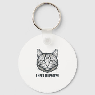 Chaveiro Gato Engraçado Ibuprofeno Design de Gravação Vinta