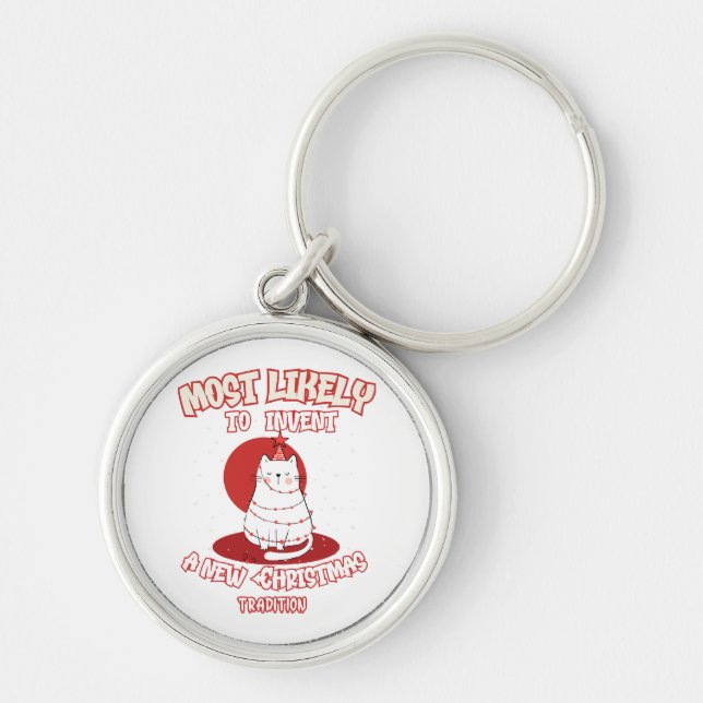 Chaveiro Gato Engraçado Mais Provável Para Inventar Um Novo (Frente)