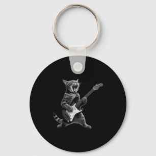 Chaveiro Gato Engraçado Tocando Guitarra Rock And Roll Home
