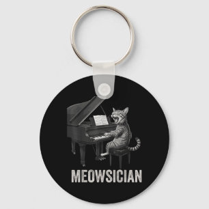Chaveiro Gato Engraçado Tocando Música de Piano Trocadilho