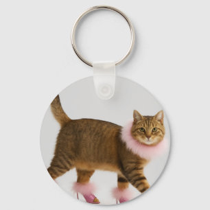 Chaveiro Gato Estiloso em Saltos Rosa e Glamour Fofinho