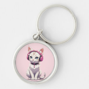 Chaveiro Gato Estiloso em Tendências de Fone de Ouvido