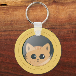 Chaveiro Gato Fofo Espiando pela Janela de Portinhola de Ba