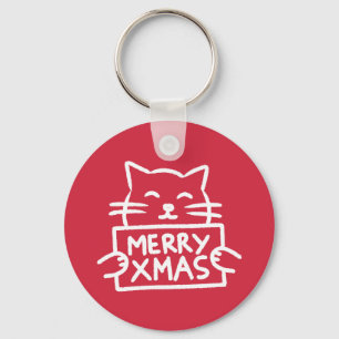 Chaveiro Gato Fofo Feliz Natal