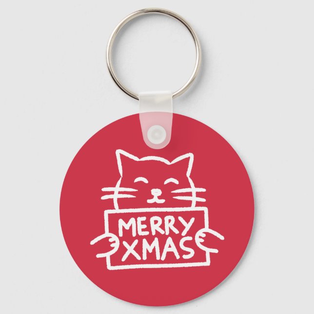Chaveiro Gato Fofo Feliz Natal (Frente)