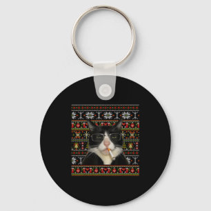 Chaveiro Gato Fumante Engraçado Meme Natal Suéter Feio Gato