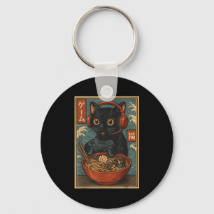 Chaveiro Gato Gamer Kawaii Fofo Ramen Japonês Retrô Diverti