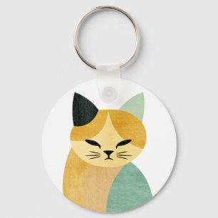 Chaveiro Gato Geométrico Minimalista Escandinavo Moderno