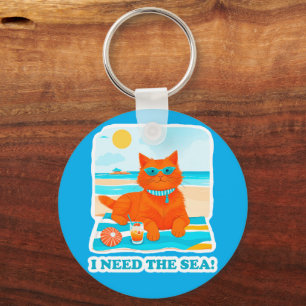 Chaveiro Gato Ginge na Praia Preciso do Mar Verão