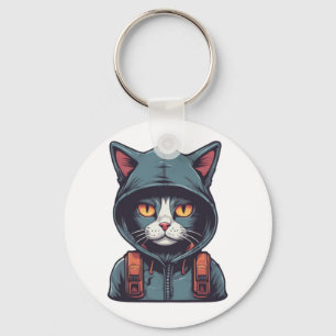 Chaveiro gato giro vestindo um sanduíche verde