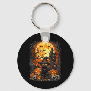 Chaveiro Gato Halloween Abóbora Preto