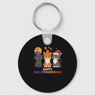 Chaveiro Gato Halloween Natal Feliz Hallothanksmas Ação de