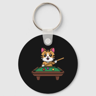 Chaveiro Gato Inteligente Brincando Bilhares Engraçados M