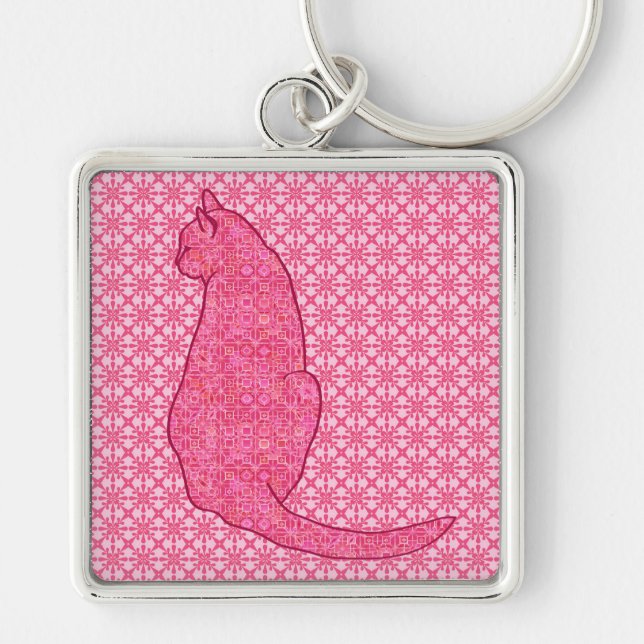 Chaveiro Gato Japonês - Fúchsia Pink Batik (Frente)