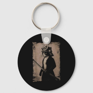 Chaveiro Gato Japonês Samurai Gráfico Engraçado Vintage Uki