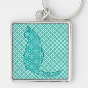 Chaveiro Gato Japonês - Turquoise Kimono Impressão