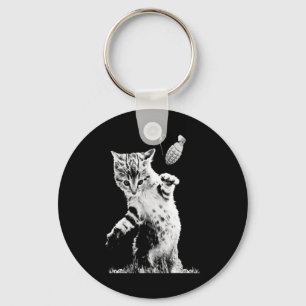 Chaveiro Gato Jogando Granada Cena Engraçada de Gatinho Gat