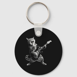 Chaveiro Gato Jogando Violão Rock E Roll Rock Star Para Hom