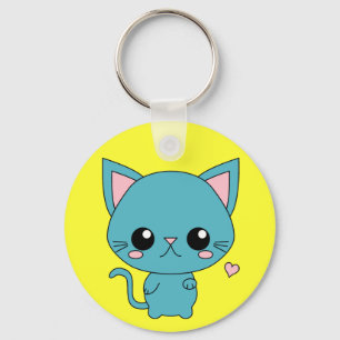 Chaveiro Gato Kawaii Azul-Cinto
