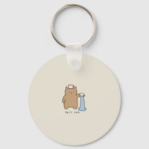 Chaveiro Gato Kawaii Marrom Derramando Água Ilustração Engr