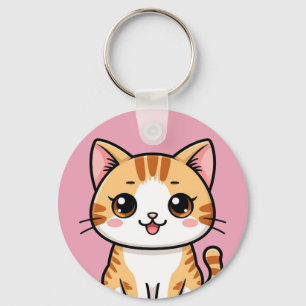 Chaveiro Gato Laranja de Desenho Animado Fofo 🐱✨ Decoração