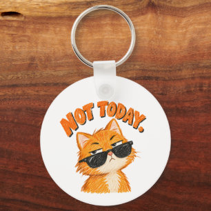 Chaveiro Gato Laranja Engraçado com Design de Óculos de Sol