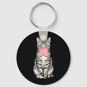 Chaveiro Gato Listrado Bubblegum Fofo Gato Engraçado Soprar