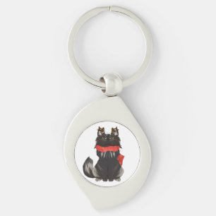 Chaveiro Gato Maine Coon com Decorações de Natal