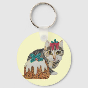 Chaveiro gato malhado cinzento do gatinho bonito que lambe
