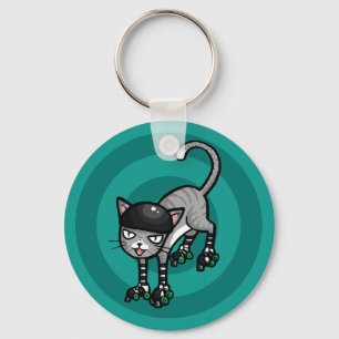 Chaveiro Gato malhado de prata em RollerSkates