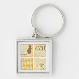 Chaveiro Gato Marrom e Pássaro amarelo por Chariklia Zarri