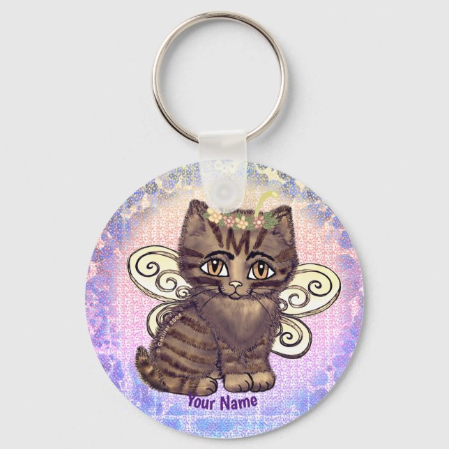 Chaveiro Gato marrom tabby Fada  (Frente)