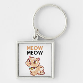 Chaveiro Gato Meow Marrom Fofo
