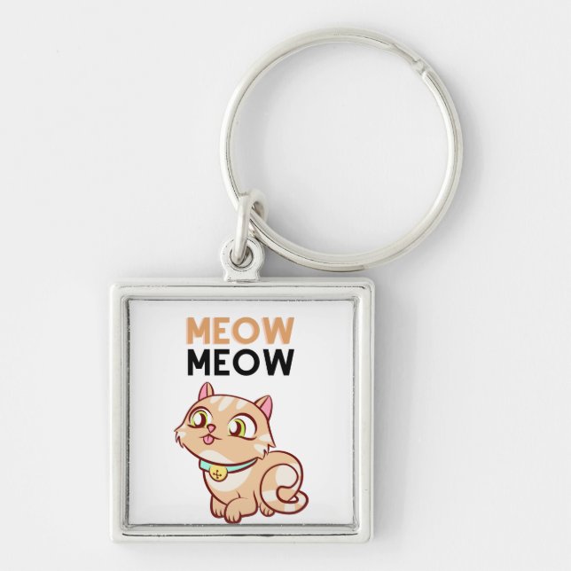 Chaveiro Gato Meow Marrom Fofo (Frente)