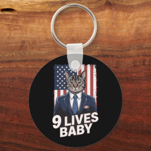 Chaveiro Gato na Suíte com Cabelo Trump Bandeira Americana 