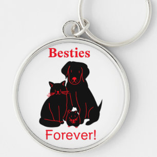 Chaveiro Gato negro e Besties de cachorro para sempre