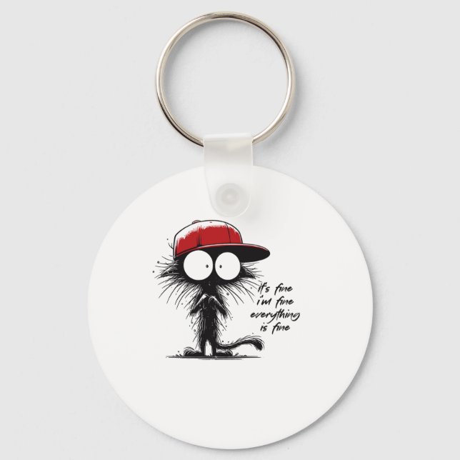 Chaveiro Gato Negro Está bem Estou bem Está tudo bem (Frente)